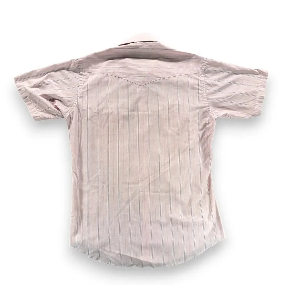 Vintage Wrangler Western Shirt Adult MEDIUM Pink Pearl Snap Cowboy Pastel 80s